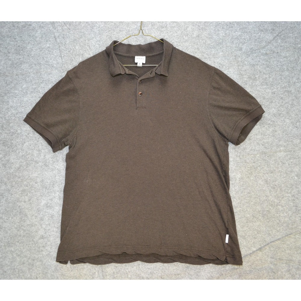 Armani Collezioni Polo Shirt Mens XL Brown Silk Luxury Collar Knit Short‎ Sleeve